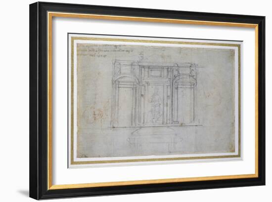 Study of the Upper Level of the Medici Tomb, C.1520-Michelangelo Buonarroti-Framed Giclee Print