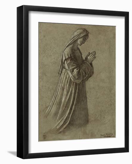 Study of the Virgin (recto); Study of the Virgin and of Hands (verso)-Vittore Carpaccio-Framed Art Print