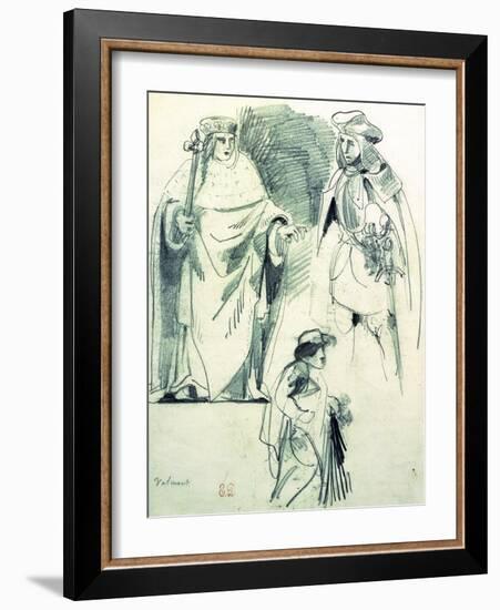 Study of Three Figures in Historical Dress-Eugene Delacroix-Framed Giclee Print