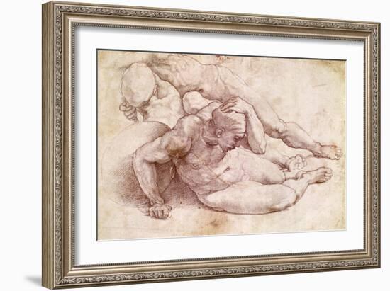 Study of Three Male Figures-Michelangelo Buonarroti-Framed Giclee Print