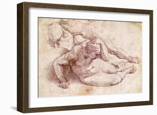 Study of Three Male Figures-Michelangelo Buonarroti-Framed Giclee Print