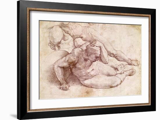 Study of Three Male Figures-Michelangelo Buonarroti-Framed Giclee Print