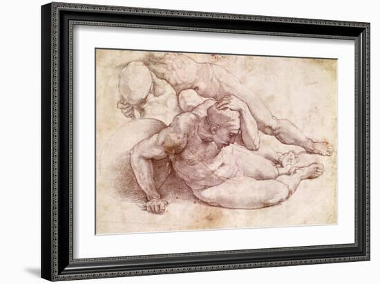 Study of Three Male Figures-Michelangelo Buonarroti-Framed Giclee Print