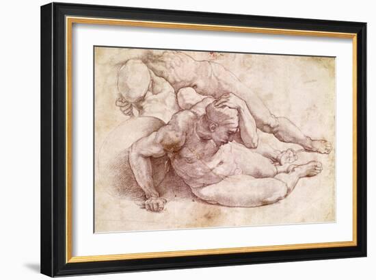 Study of Three Male Figures-Michelangelo Buonarroti-Framed Giclee Print
