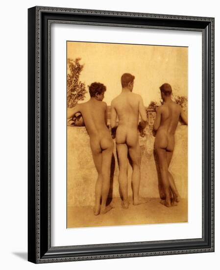 Study of Three Male Nudes, Sicily, C.1900-Wilhelm Von Gloeden-Framed Photographic Print