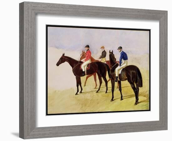 Study of Three Steeplechase Cracks: Allen Mcdonough on Brunette, Tom Oliver on Discount-John Frederick Herring I-Framed Giclee Print