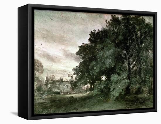 Study of Trees (Oil on Paper)-John Constable-Framed Premier Image Canvas