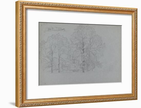 Study of Trees, with a Slight Study of a Barge, 1859-Camille Pissarro-Framed Giclee Print