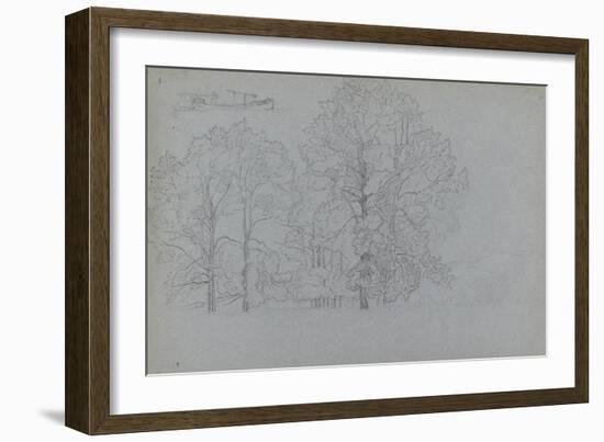 Study of Trees, with a Slight Study of a Barge, 1859-Camille Pissarro-Framed Giclee Print