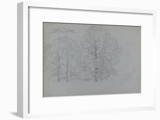 Study of Trees, with a Slight Study of a Barge, 1859-Camille Pissarro-Framed Giclee Print