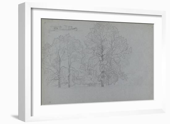 Study of Trees, with a Slight Study of a Barge, 1859-Camille Pissarro-Framed Giclee Print