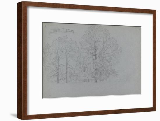 Study of Trees, with a Slight Study of a Barge, 1859-Camille Pissarro-Framed Giclee Print