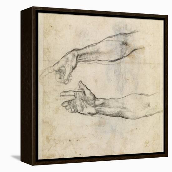 Study of Two Arms for 'The Drunkenness of Noah' in the Sistine Chapel-Michelangelo Buonarroti-Framed Premier Image Canvas