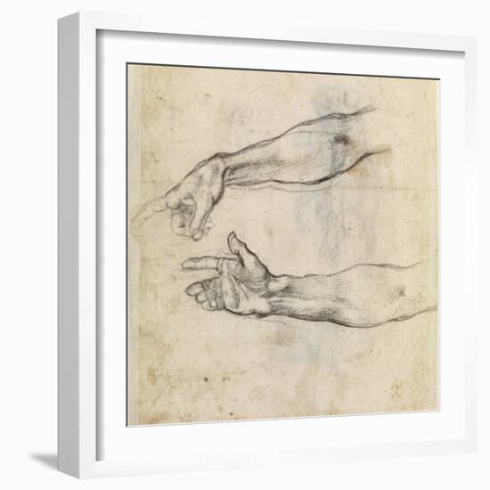 Study of Two Arms for 'The Drunkenness of Noah' in the Sistine Chapel-Michelangelo Buonarroti-Framed Premium Giclee Print