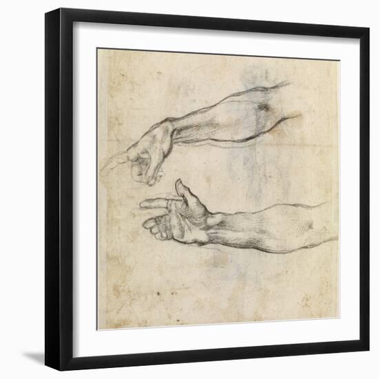 Study of Two Arms for 'The Drunkenness of Noah' in the Sistine Chapel-Michelangelo Buonarroti-Framed Giclee Print
