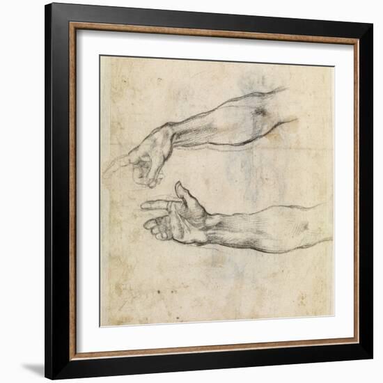 Study of Two Arms for 'The Drunkenness of Noah' in the Sistine Chapel-Michelangelo Buonarroti-Framed Giclee Print