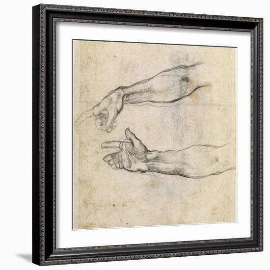 Study of Two Arms for 'The Drunkenness of Noah' in the Sistine Chapel-Michelangelo Buonarroti-Framed Giclee Print