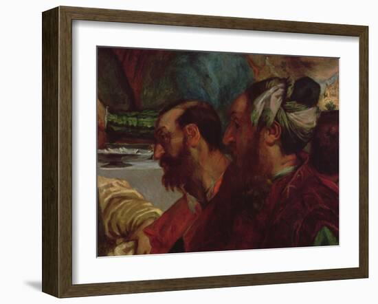Study of Two Heads (After the Wedding at Cana by Veronese), 1820 (Oil on Canvas)-Ferdinand Victor Eugene Delacroix-Framed Giclee Print
