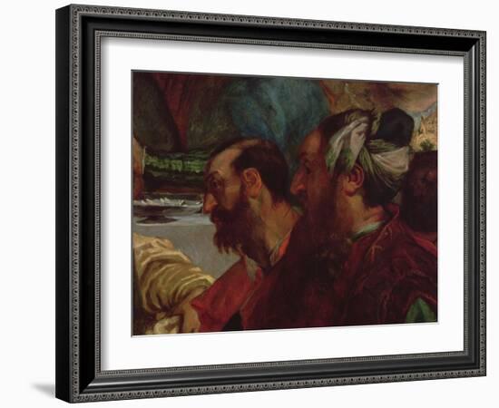 Study of Two Heads (After the Wedding at Cana by Veronese), 1820 (Oil on Canvas)-Ferdinand Victor Eugene Delacroix-Framed Giclee Print