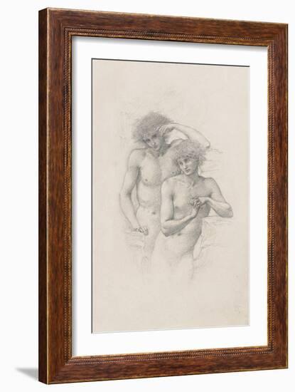 Study of Two Male Nudes for 'Arthur in Avalon', C. 1885-Edward Burne-Jones-Framed Giclee Print