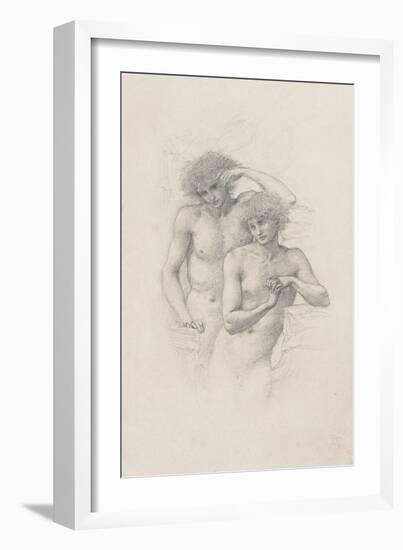 Study of Two Male Nudes for 'Arthur in Avalon', C. 1885-Edward Burne-Jones-Framed Giclee Print