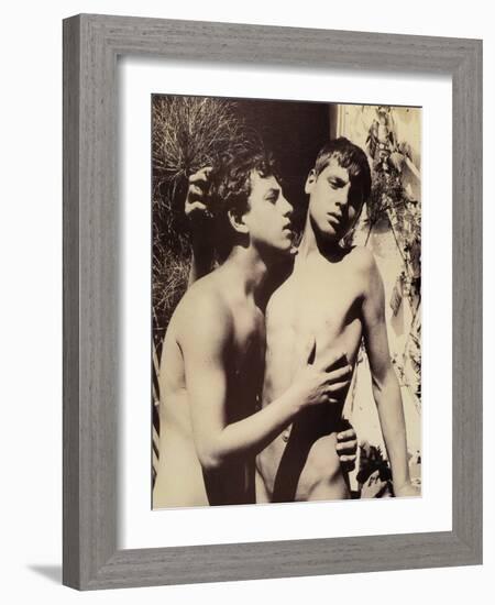 Study of Two Male Nudes, Sicily C.1898 (Sepia Photo)-Wilhelm Von Gloeden-Framed Giclee Print