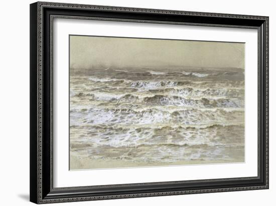 Study of Waves (Grey and Brown Wash, Gouache and Graphite on Paper)-Samuel Palmer-Framed Giclee Print