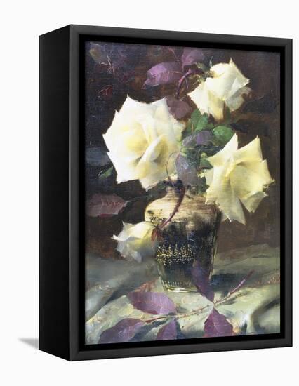 Study of White Roses-Frans Mortelmans-Framed Premier Image Canvas