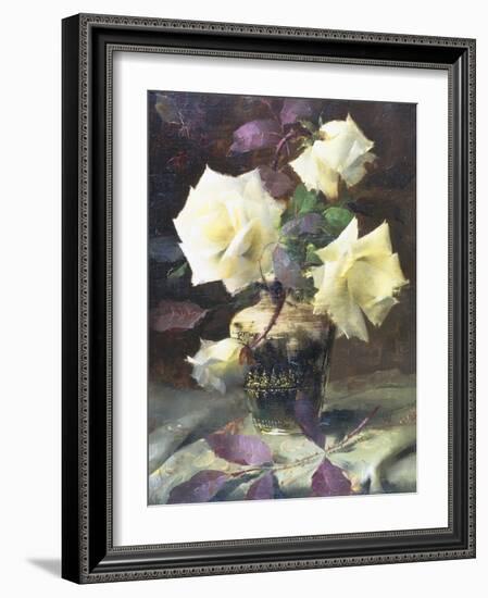 Study of White Roses-Frans Mortelmans-Framed Giclee Print