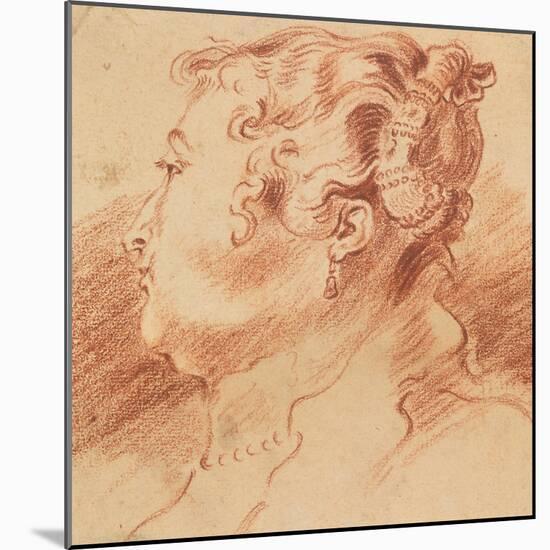 Study of Woman's Head, C. 1725-Jean Antoine Watteau-Mounted Giclee Print