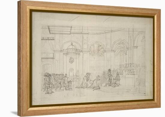 Study Perspective for the "Coronation of Napoleon I."-Jacques-Louis David-Framed Premier Image Canvas