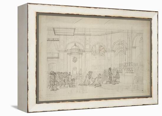 Study Perspective for the "Coronation of Napoleon I."-Jacques-Louis David-Framed Premier Image Canvas