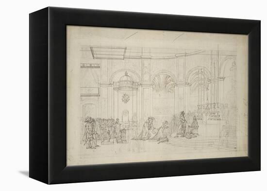 Study Perspective for the "Coronation of Napoleon I."-Jacques-Louis David-Framed Premier Image Canvas