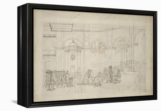 Study Perspective for the "Coronation of Napoleon I."-Jacques-Louis David-Framed Premier Image Canvas