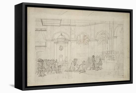 Study Perspective for the "Coronation of Napoleon I."-Jacques-Louis David-Framed Premier Image Canvas