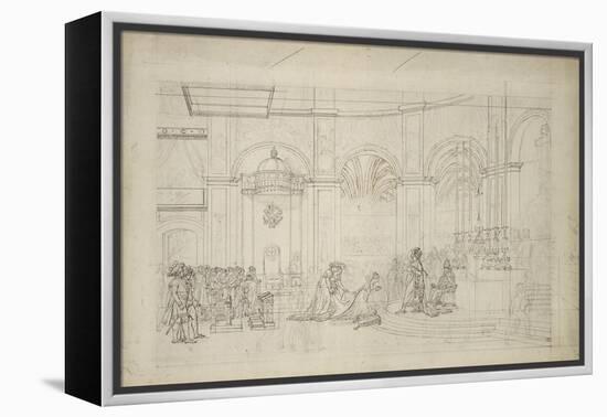 Study Perspective for the "Coronation of Napoleon I."-Jacques-Louis David-Framed Premier Image Canvas