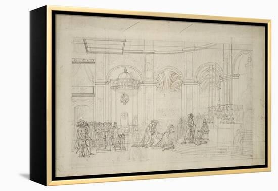 Study Perspective for the "Coronation of Napoleon I."-Jacques-Louis David-Framed Premier Image Canvas