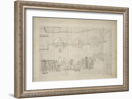 Study Perspective for the "Coronation of Napoleon I."-Jacques-Louis David-Framed Giclee Print