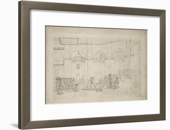 Study Perspective for the "Coronation of Napoleon I."-Jacques-Louis David-Framed Giclee Print