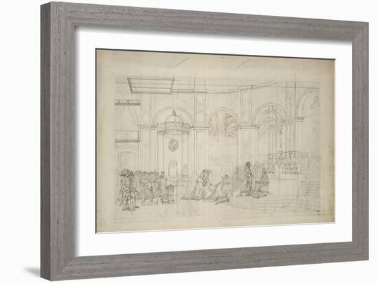 Study Perspective for the "Coronation of Napoleon I."-Jacques-Louis David-Framed Giclee Print