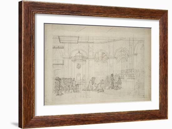 Study Perspective for the "Coronation of Napoleon I."-Jacques-Louis David-Framed Giclee Print