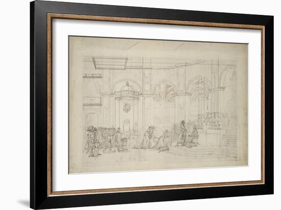 Study Perspective for the "Coronation of Napoleon I."-Jacques-Louis David-Framed Giclee Print