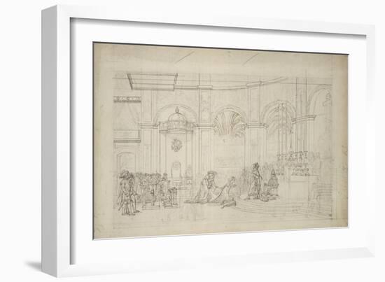 Study Perspective for the "Coronation of Napoleon I."-Jacques-Louis David-Framed Giclee Print