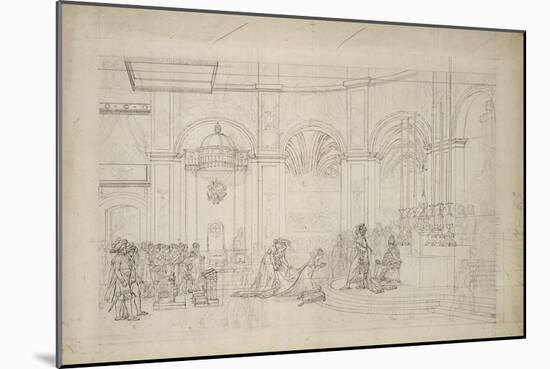 Study Perspective for the "Coronation of Napoleon I."-Jacques-Louis David-Mounted Giclee Print
