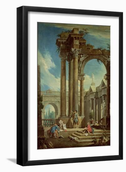 Studying Perspective Among Roman Ruins-Antonio Visentini-Framed Giclee Print