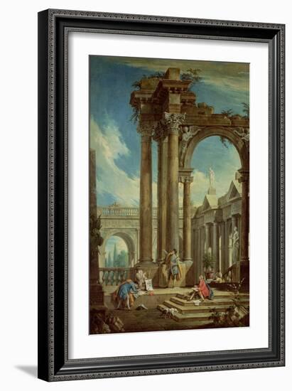 Studying Perspective Among Roman Ruins-Antonio Visentini-Framed Giclee Print