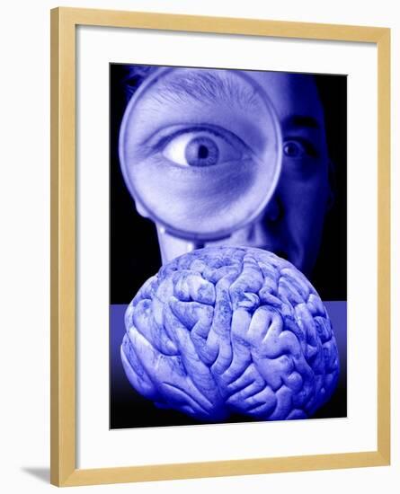 Studying the Brain, Conceptual Image-Victor De Schwanberg-Framed Photographic Print