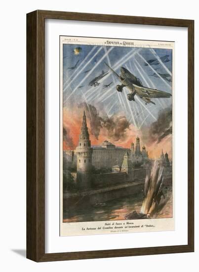 Stukas Bomb Moscow-Achille Beltrame-Framed Art Print