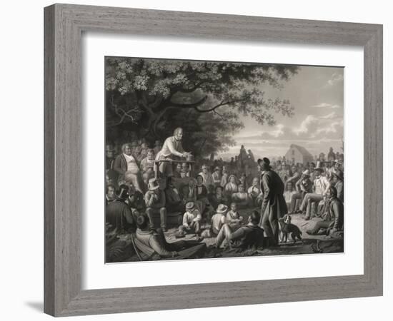 Stump Speaking, 1856 (Stipple Engraving on Chine Collé)-George Caleb Bingham-Framed Giclee Print