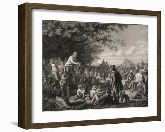 Stump Speaking, 1856 (Stipple Engraving on Chine Collé)-George Caleb Bingham-Framed Giclee Print